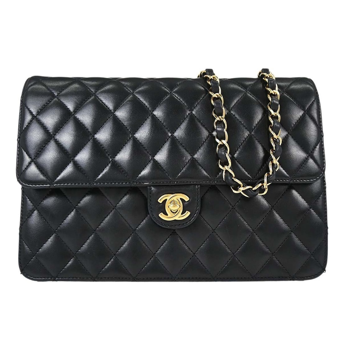 CHANEL Classic Single Flap Medium Black Lambskin Shoulder Bag (1 of 18)