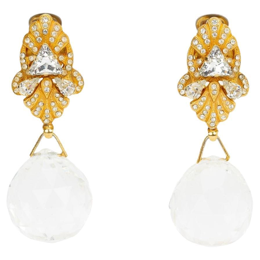 Gianfranco Ferre clip on crystal dangle earrings with original box (1 of 6)