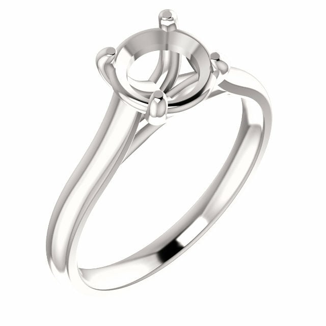 Rachel Koen 14K White Gold Solitaire Engagement Ring Mounting Size 6.5 (1 of 5)