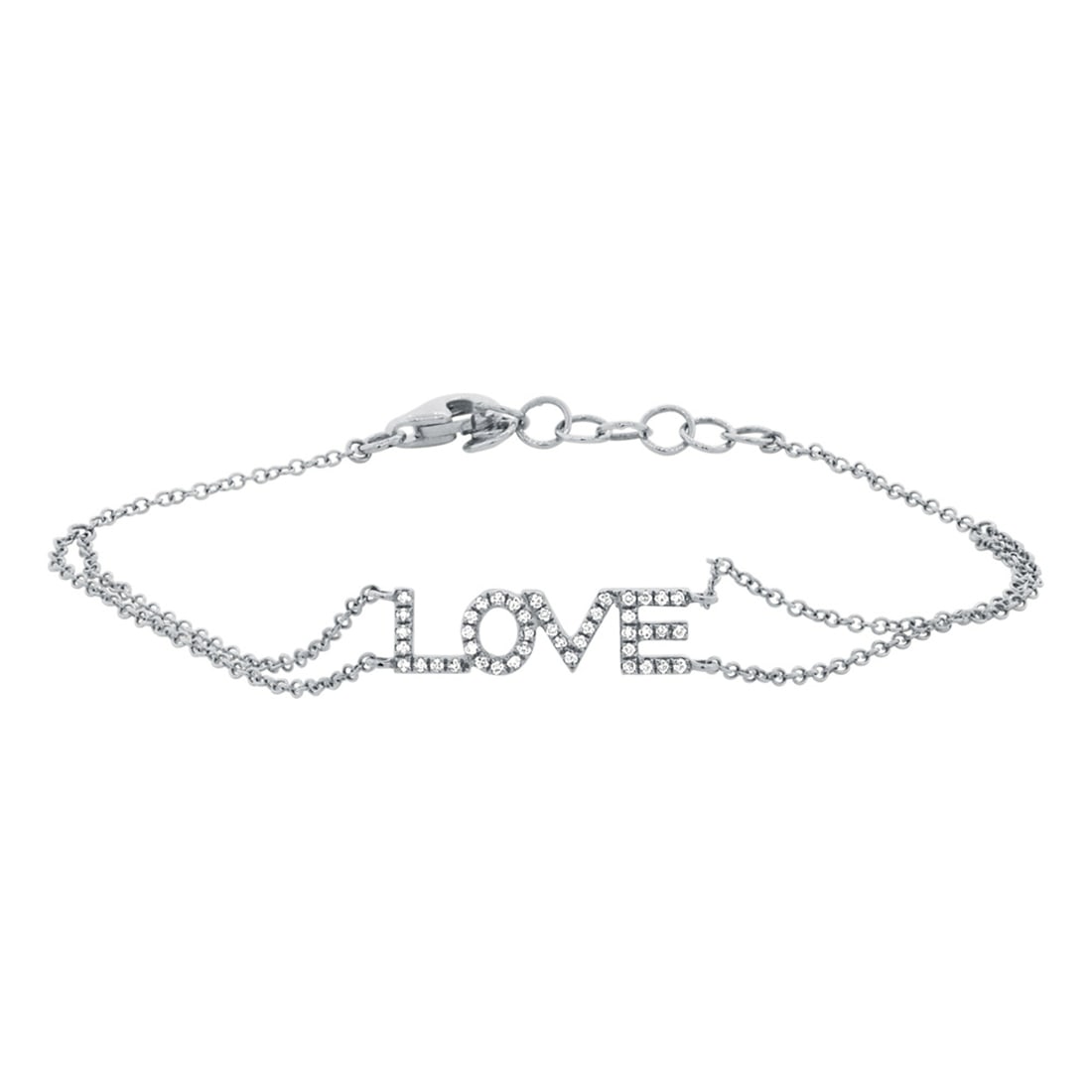 Rachel Koen 18K White Gold Diamond Love Chain Bracelet 0.12ct: Rachel Koen 18K White Gold Diamond Love Chain Bracelet 0.12ct This exquisite Rachel Koen Diamond Love Chain Bracelet is a stunning piece crafted from 18K white gold. Designed for elegance and versatil