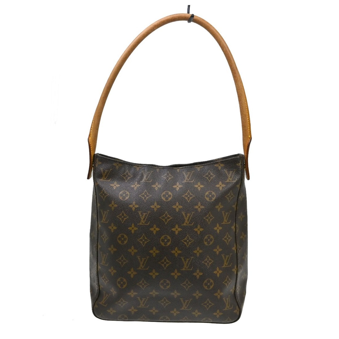Louis Vuitton Looping GM Monogram Shoulder Bag M51145: Louis Vuitton Looping GM Monogram Shoulder Bag M51145 Vintage Louis Vuitton Looping GM shoulder bag in Monogram canvas with leather trim and a beige leather shoulder strap. The bag features a brown ex