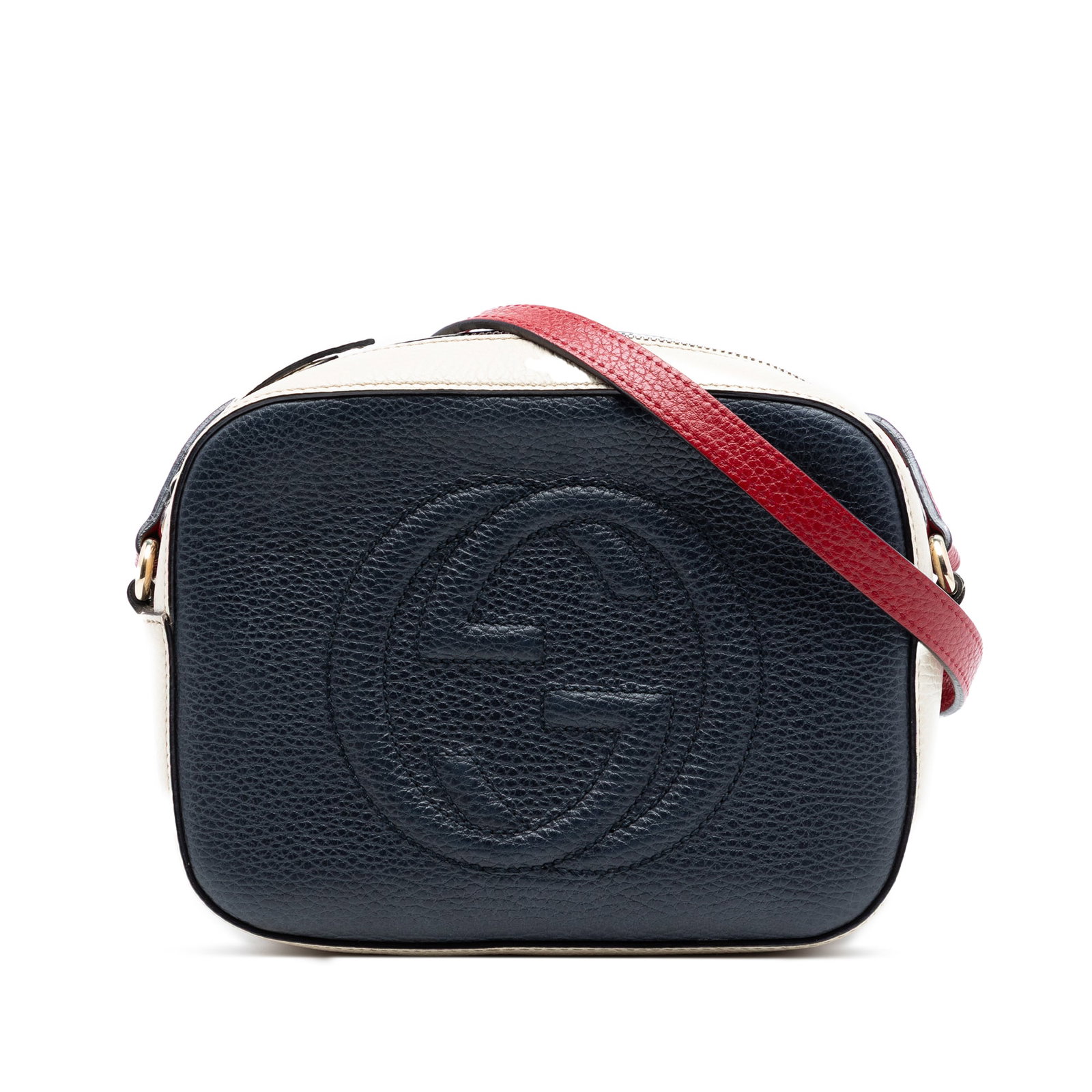 Gucci Soho Disco leather crossbody bag black small tricolor: Gucci Soho Disco leather crossbody bag black small tricolor This Gucci Small Tricolor Leather Soho Disco Crossbody bag is crafted from leather and features an adjustable flat leather strap, a top zip 