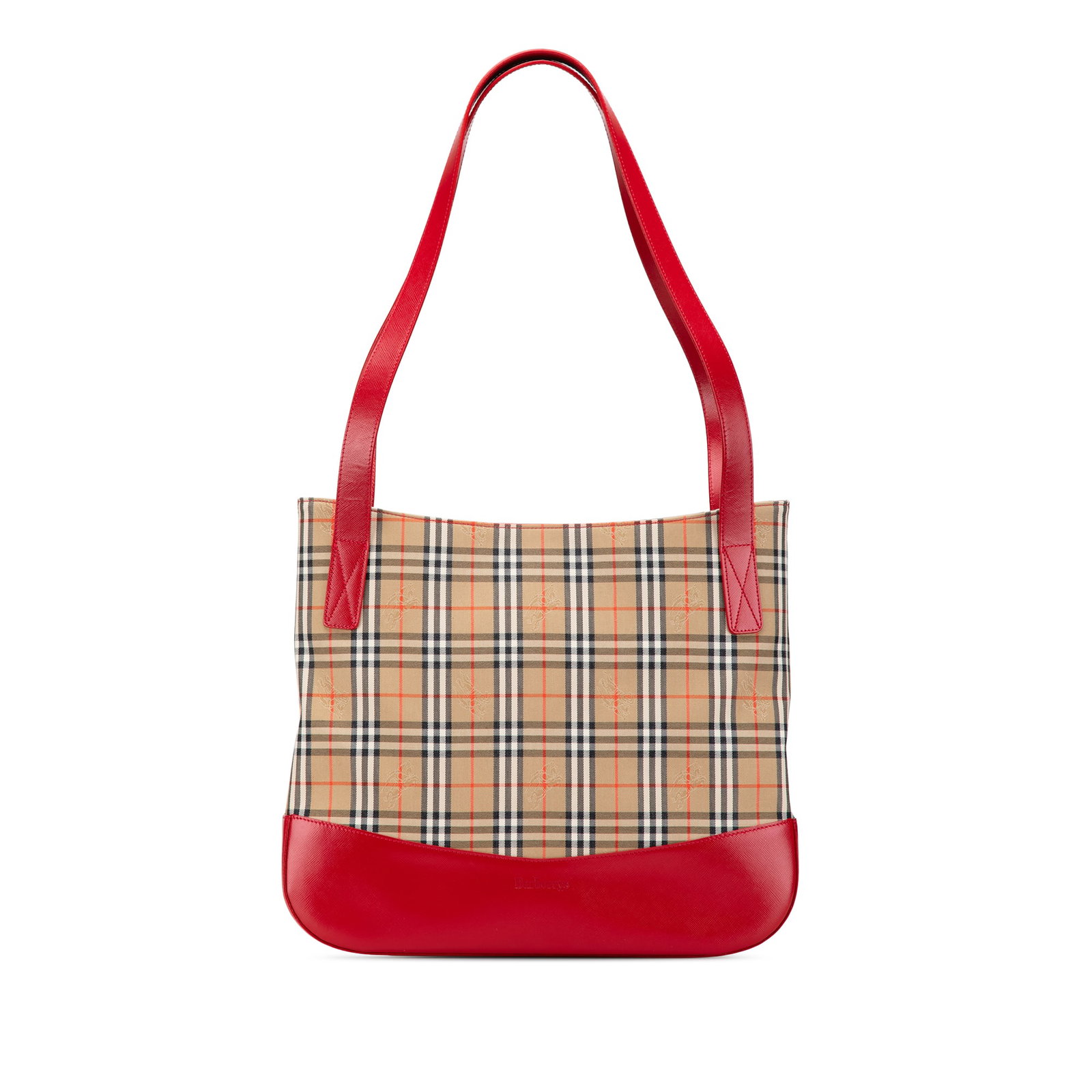 Burberry Haymarket Check Canvas Tote Bag Brown Leather Trim (1 of 10)