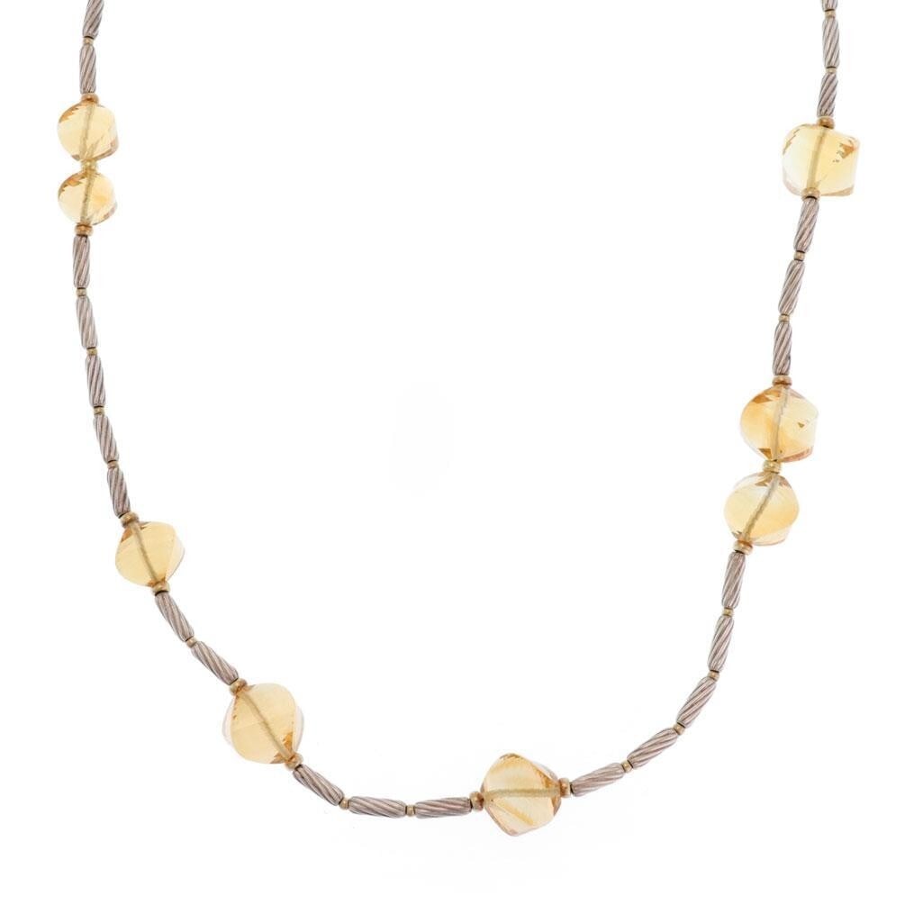 David Yurman 44 Inch Cable Necklace Citrine Sterling Silver 18k Gold: David Yurman 44 Inch Cable Necklace Citrine Sterling Silver 18k Gold Elevate your jewelry collection with this stunning David Yurman Cable Necklace, authentically crafted from sterling silver and ador