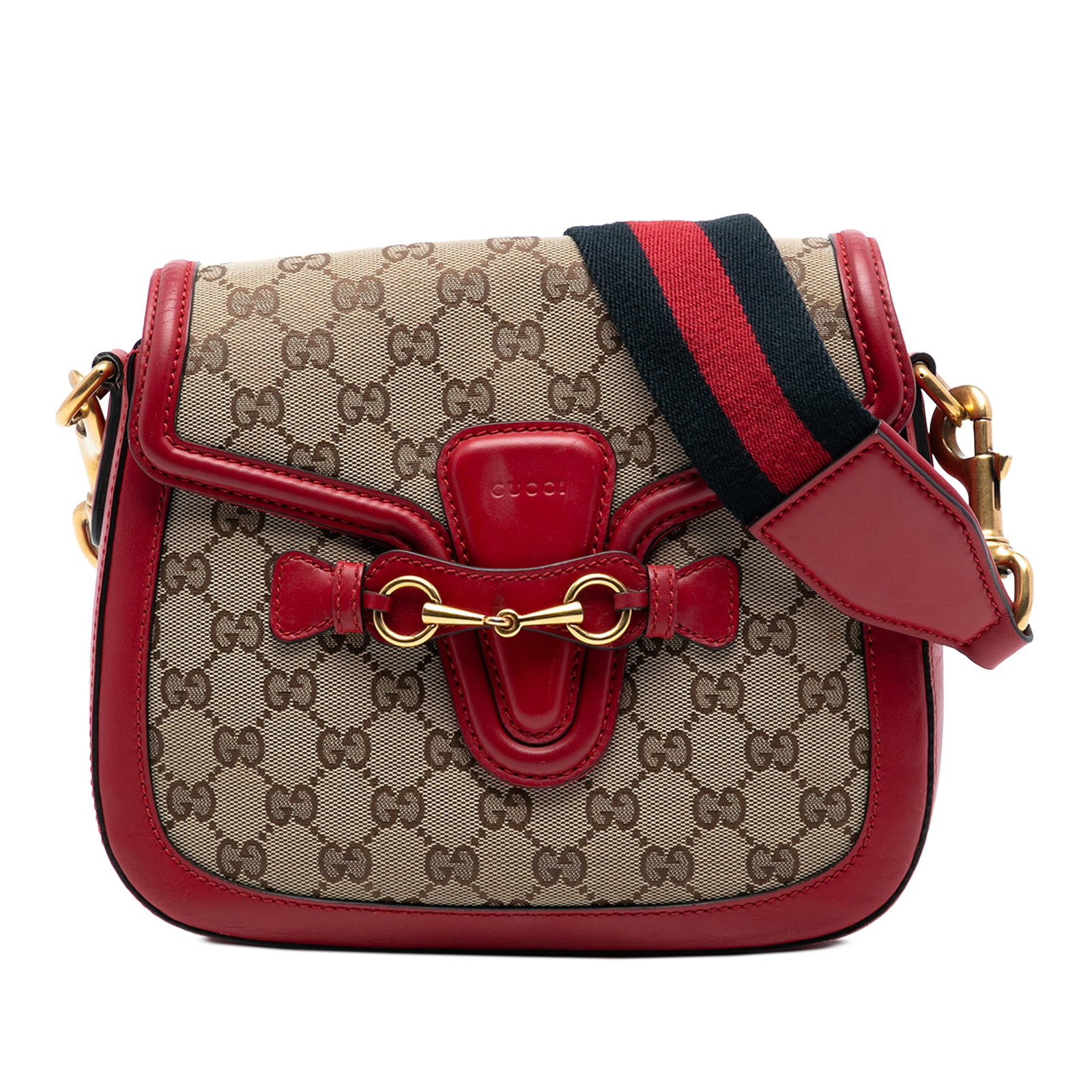 Gucci Lady Web Crossbody Bag Medium GG Canvas with Leather Trim: Gucci Lady Web Crossbody Bag Medium GG Canvas with Leather Trim This Gucci Medium GG Canvas Lady Web Crossbody features a beige canvas body with leather trim, an adjustable web strap, a front flap wit
