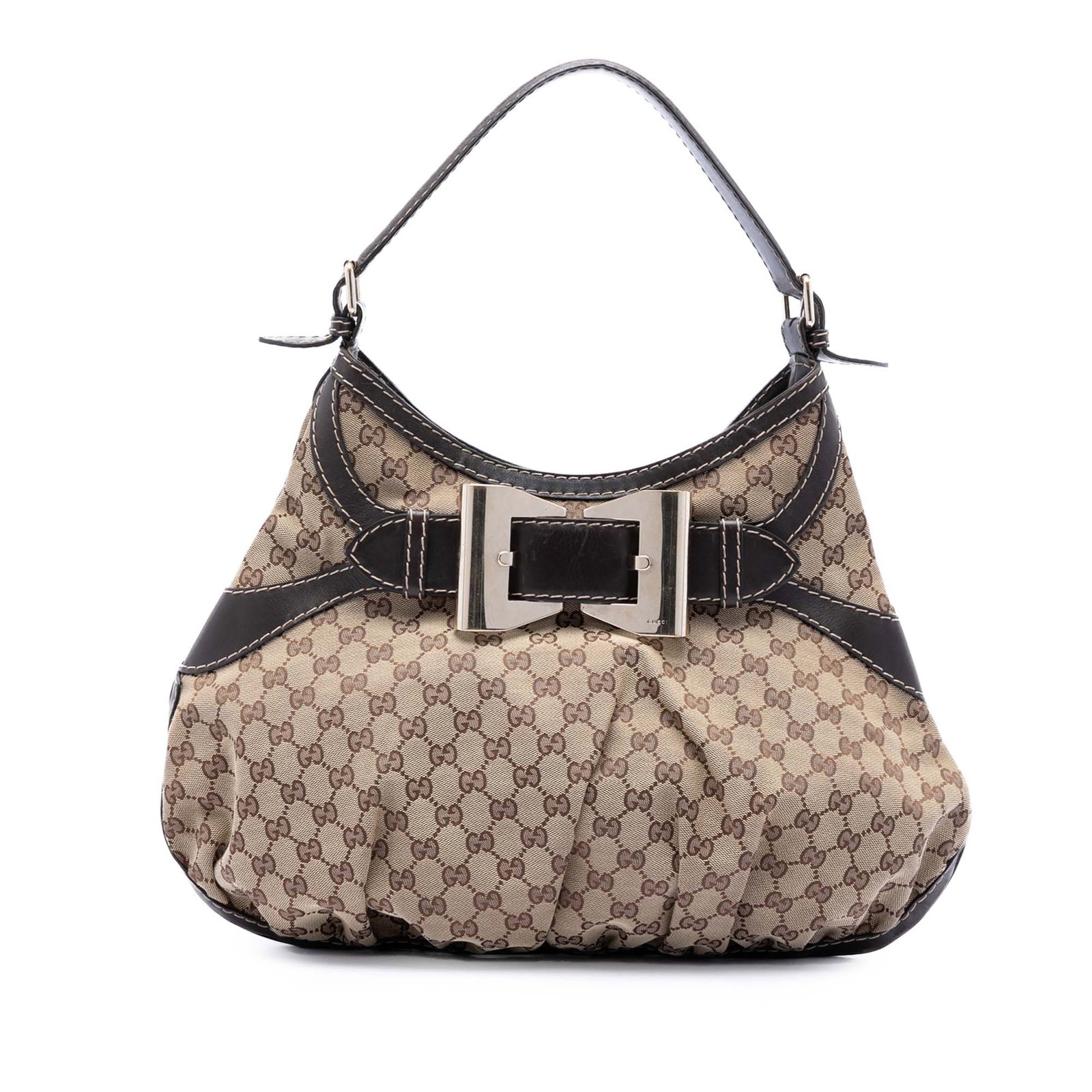 Gucci Dialux Queen Large GG Canvas Hobo Bag Beige: Gucci Dialux Queen Large GG Canvas Hobo Bag Beige Gucci Large GG Canvas Dialux Queen Hobo in beige fabric with leather trim. This hobo bag features a flat leather strap, an open top with a magnetic sn