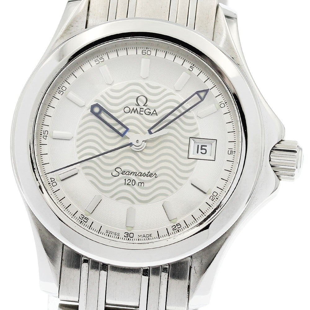 Omega Seamaster 120 Ladies Quartz Date Watch 2571.31: Omega Seamaster 120 Ladies Quartz Date Watch 2571.31 This OMEGA Seamaster 120 Date Quartz ladies wristwatch features a stainless steel case and band, with a silver dial and date function. The watch is