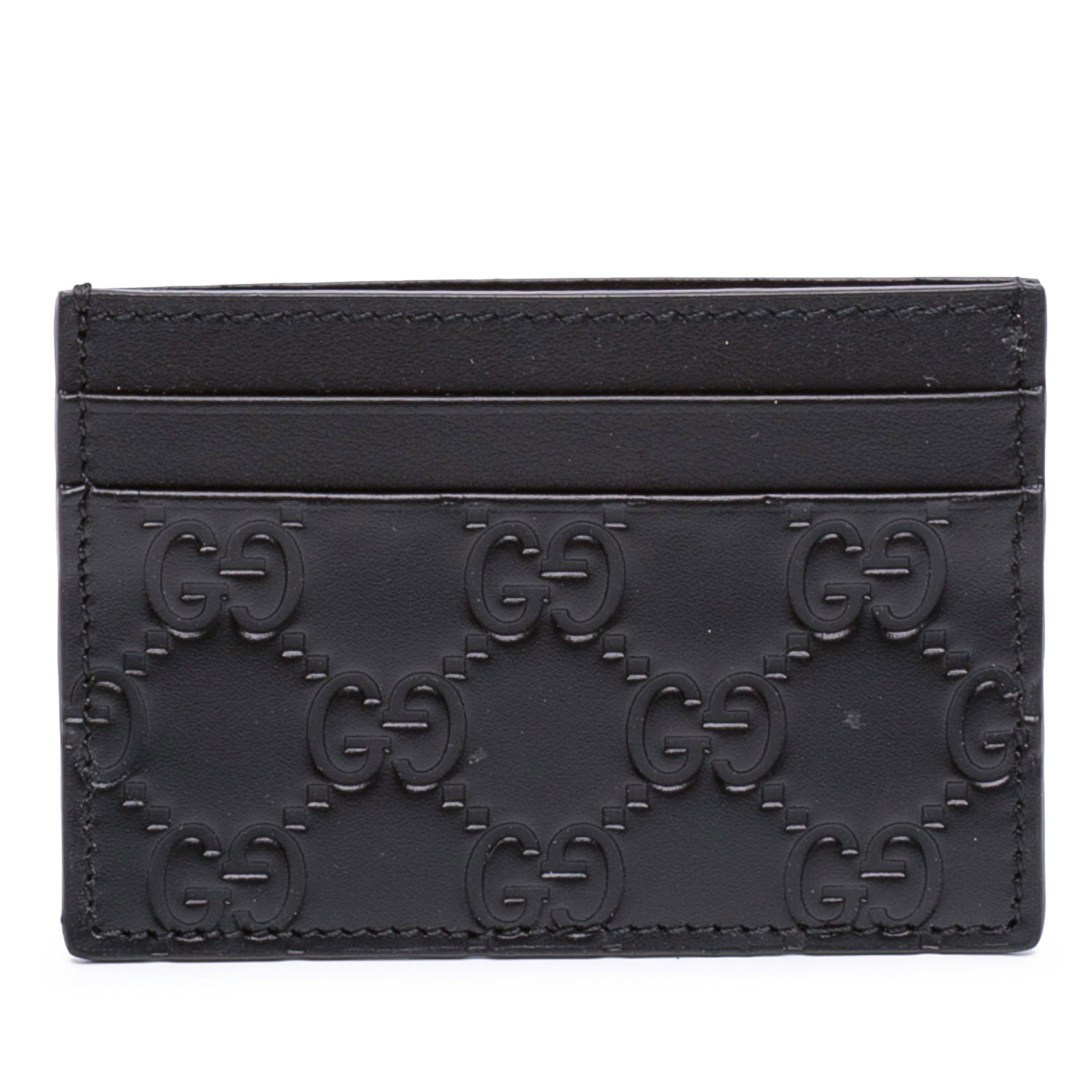Gucci Guccissima Black Embossed Leather Card Holder from Italy: Gucci Guccissima Black Embossed Leather Card Holder from Italy This card holder is crafted from embossed leather and features multiple card slots for convenient organization. It comes in black and is 