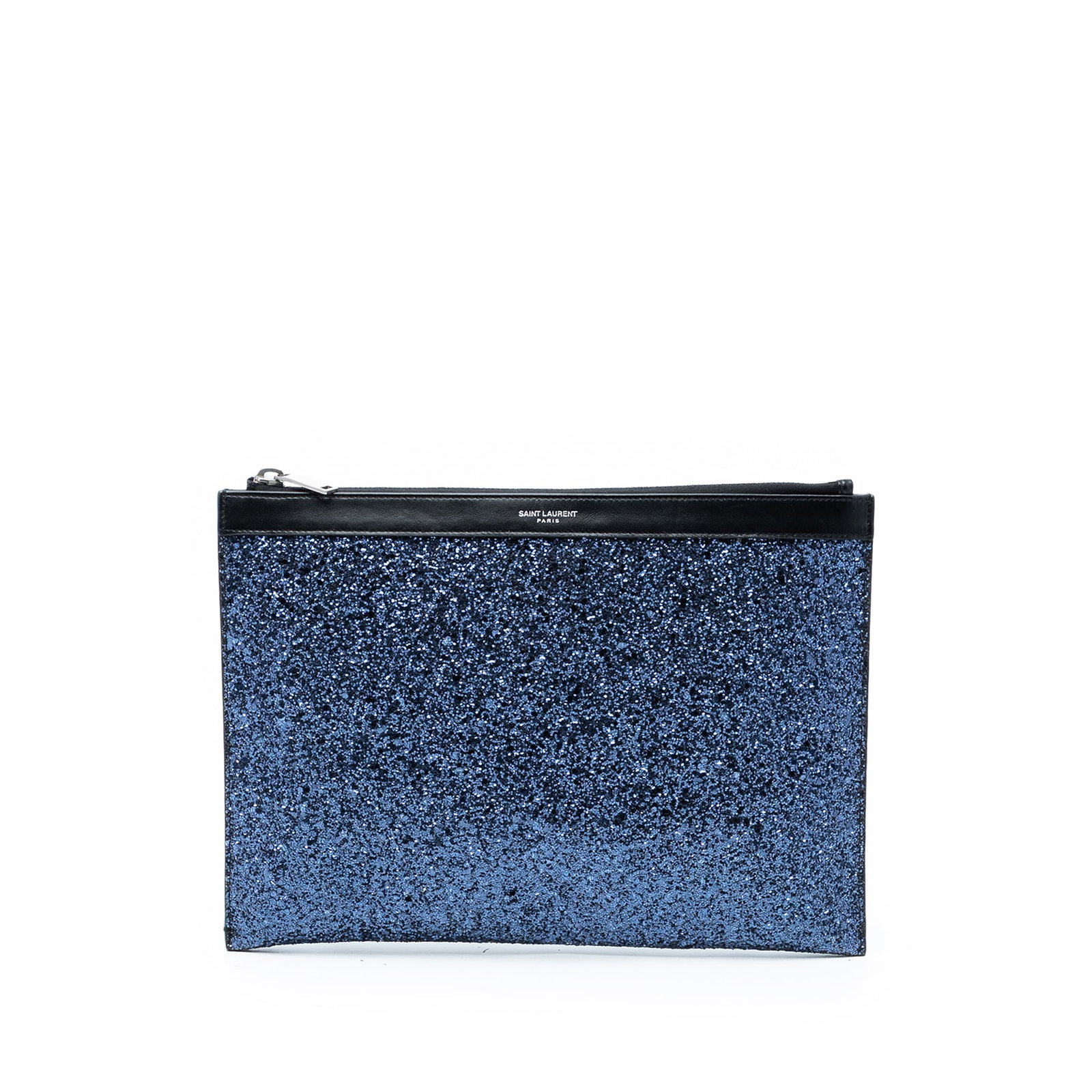 Saint Laurent blue leather tablet pouch with zip closure (1 of 7)