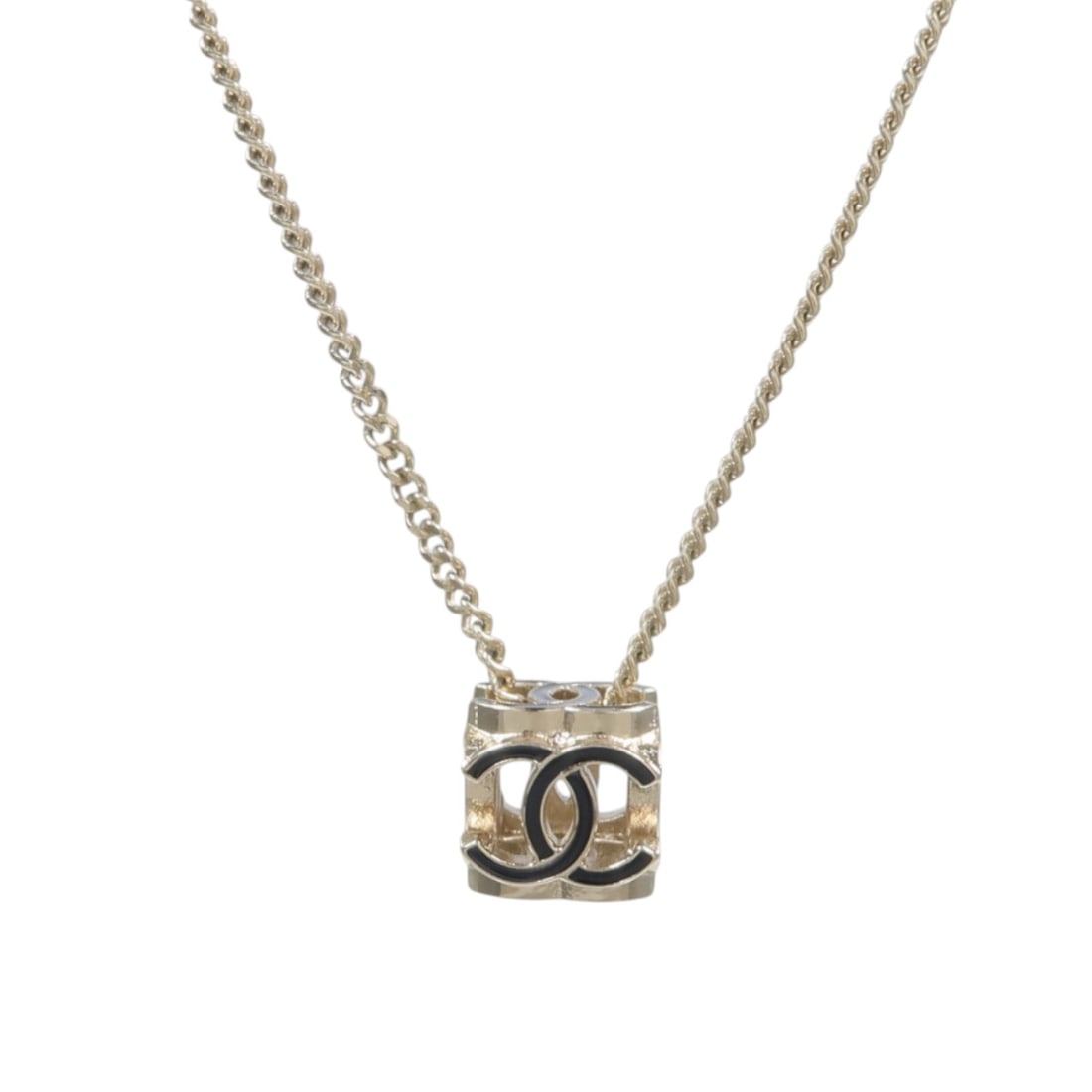CHANEL AB9518 CC Logo Cube Gold Tone Necklace A22K (1 of 9)