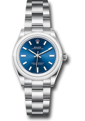 Rolex 277200 Oyster Perpetual 31 Ladies Steel Watch Blue Dial: Rolex 277200 Oyster Perpetual 31 Ladies Steel Watch Blue Dial Rolex Oyster Perpetual 31 ladies' watch with a blue dial, fixed bezel, and stainless steel bracelet. It is identified by reference number 