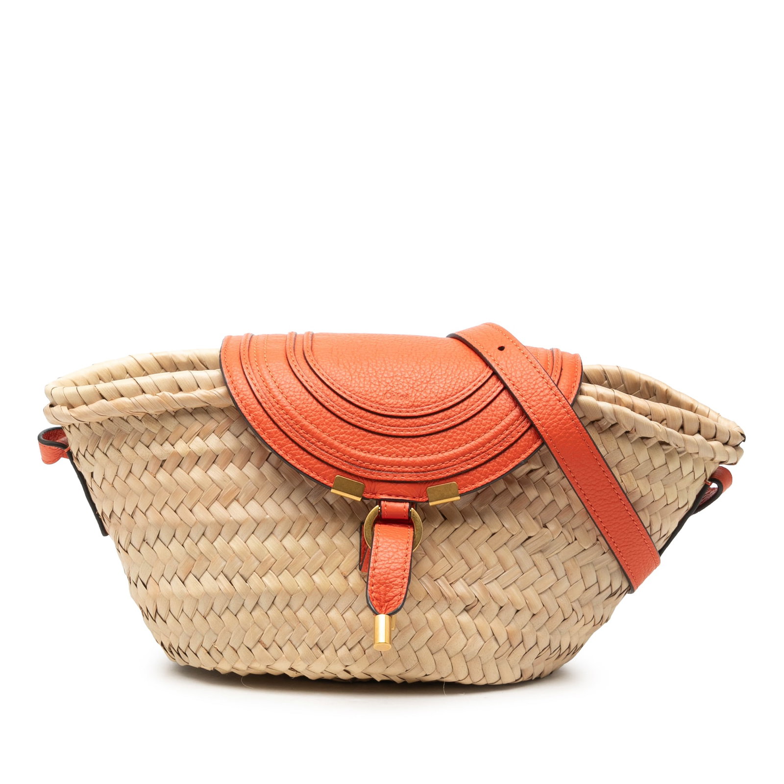 Chloe Marcie Mini Basket Crossbody in Woven Raffia (1 of 6)
