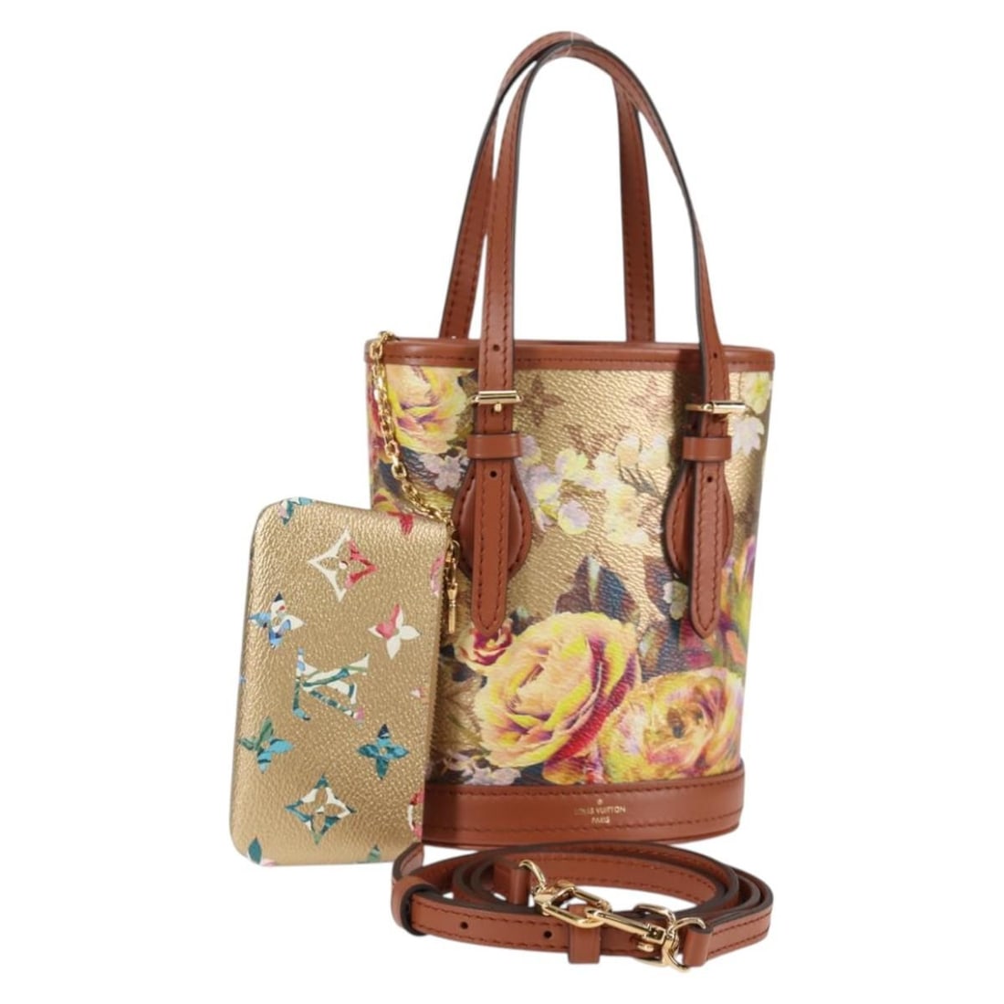 Louis Vuitton Garden Nano Bucket Beige Monogram Canvas Shoulder Bag M81724: Louis Vuitton Garden Nano Bucket Beige Monogram Canvas Shoulder Bag M81724 A Louis Vuitton LV Garden Nano Bucket shoulder bag in beige Monogram Canvas. It comes with a dust bag, item box, shoulder str