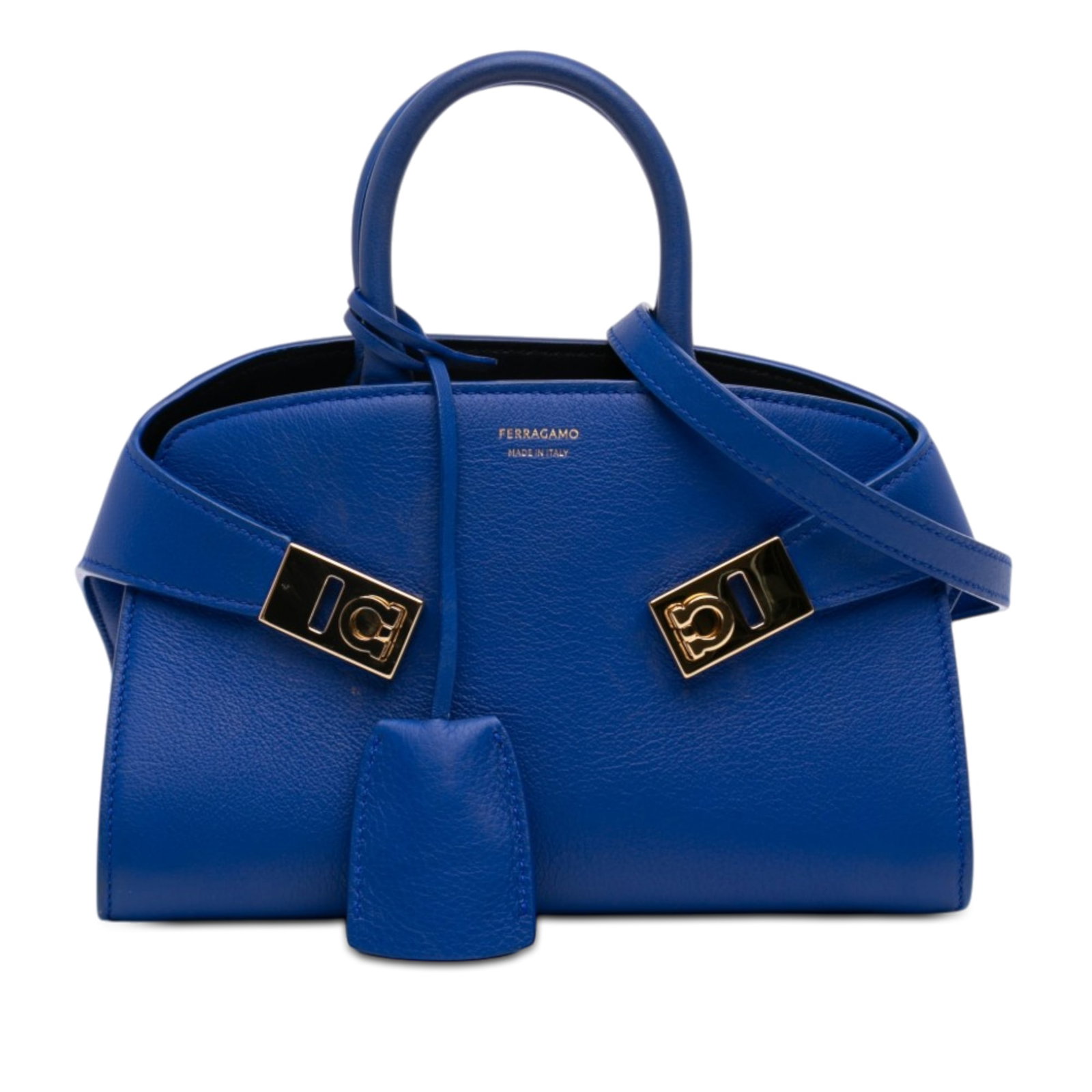 Ferragamo Hug XS Blue Calfskin Top Handle Bag (1 of 7)