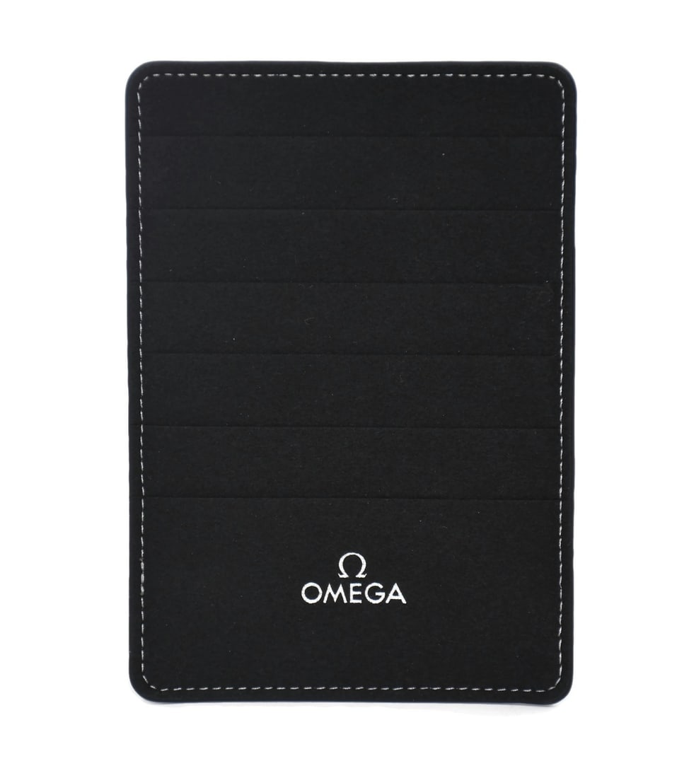 OMEGA Black Card Holder Wallet Switzerland: OMEGA Black Card Holder Wallet Switzerland Black Omega wallet card holder in pre-owned condition. Made in Switzerland and identified as a wallet type item. Specifications Brand: OMEGA Type: Wallet Cou