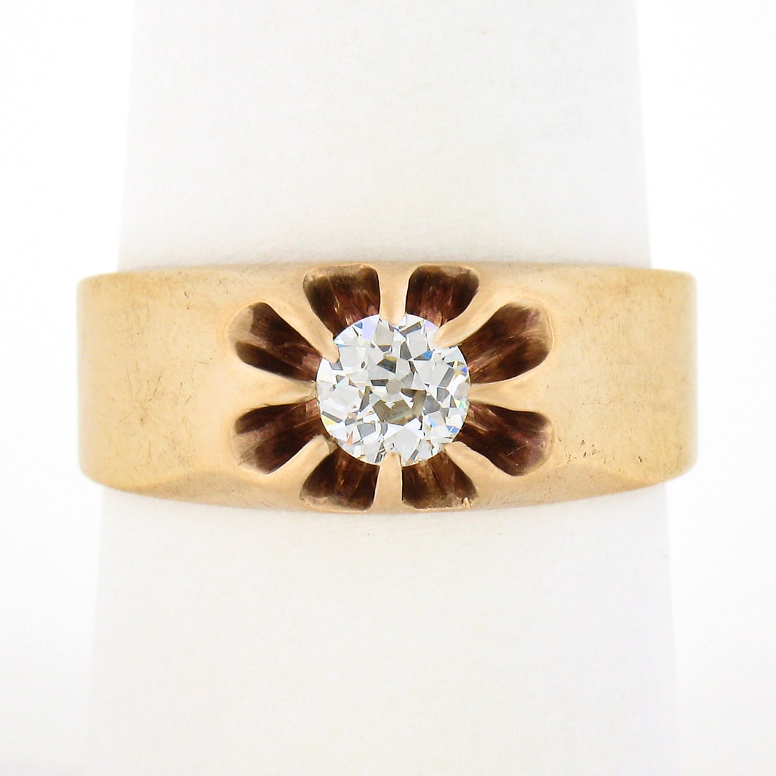 Victorian 14K Yellow Gold Belcher Solitaire Ring with 0.43ct Old European Diamond (1 of 9)