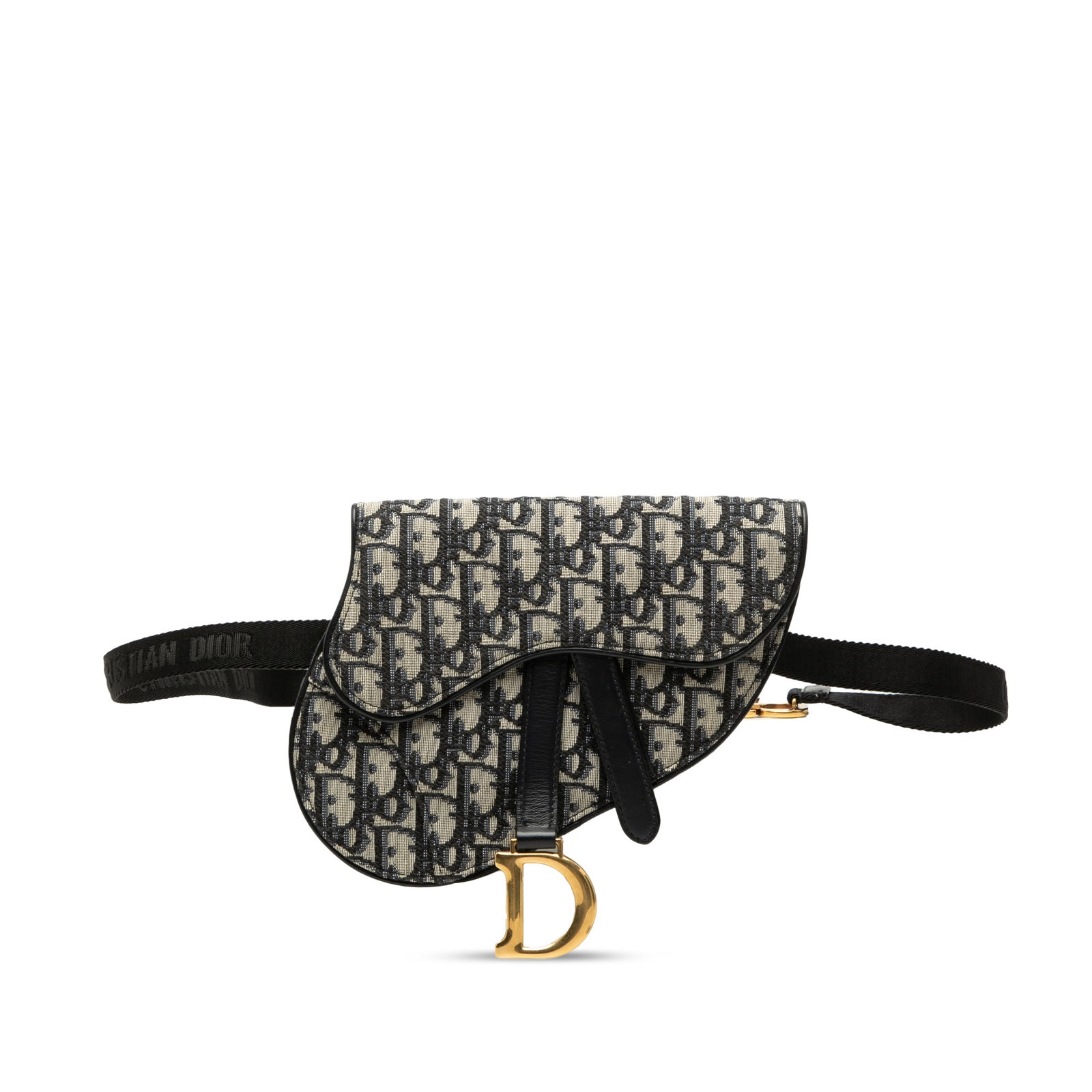 Dior Oblique Saddle Waist Bag in Blue Canvas: Dior Oblique Saddle Waist Bag in Blue Canvas Dior Oblique Canvas Saddle Belt Bag in blue, made in Italy. It features a canvas body with leather trim, an adjustable flat waist strap, and a front flap c