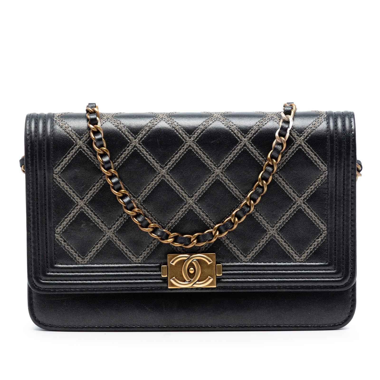 Chanel Boy Wallet on Chain Quilted Lambskin Black (1 of 8)