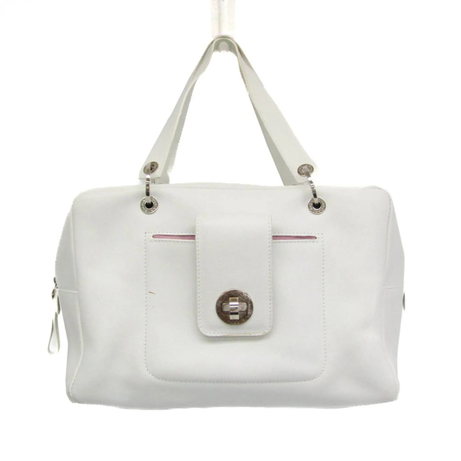 Bvlgari Vintage White Leather Handbag Made in Italy: Bvlgari Vintage White Leather Handbag Made in Italy Vintage Bvlgari leather item for women in white, made in Italy. It is described as being in fair vintage condition with honest wear, including light
