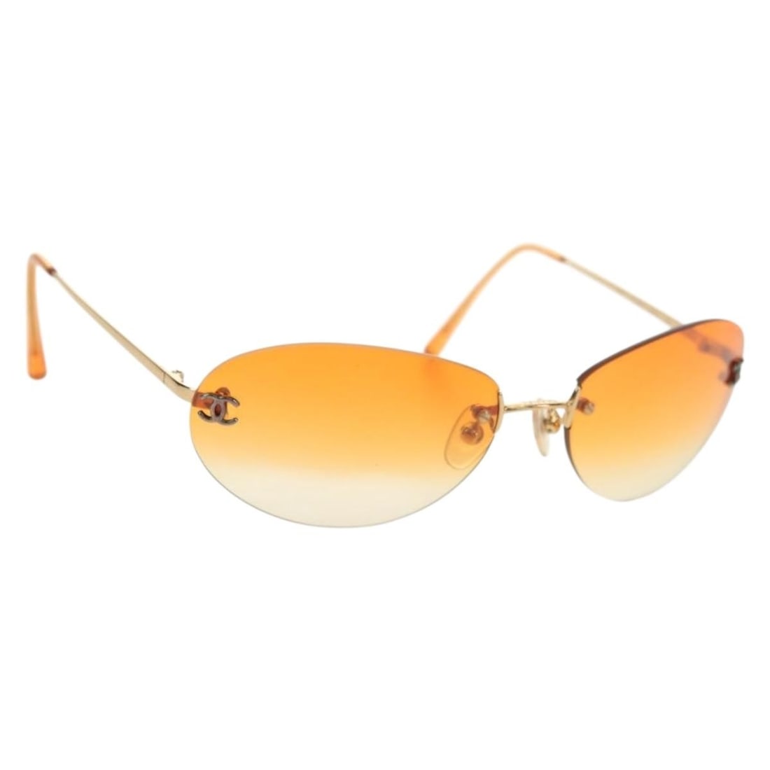 Orange Metal CHANEL Womens Sunglasses with Case Made in Italy (1 of 18)