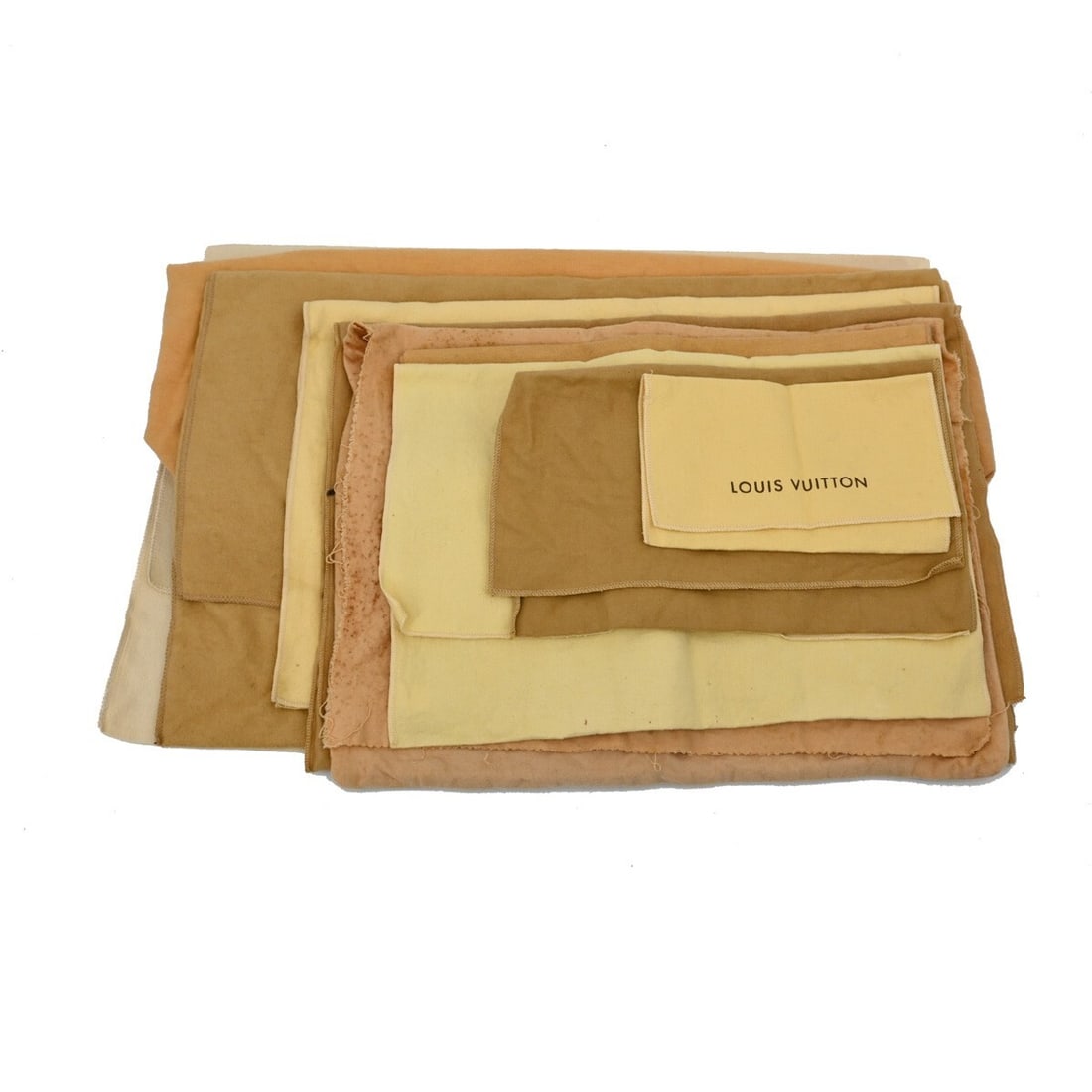 Set of 10 Louis Vuitton Brown Beige Cotton Dustbags: Set of 10 Louis Vuitton Brown Beige Cotton Dustbags Set of 10 authentic Louis Vuitton dust bags in brown and beige 100% cotton. These unisex dustbags show overall signs of use with reasonable wear and