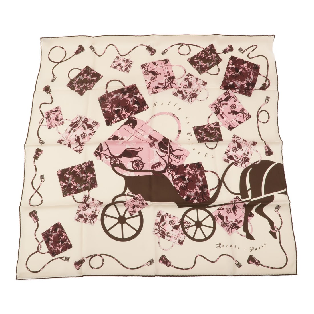 HERMES 65x65 Silk Scarf Beige Pink Brown Women: HERMES 65x65 Silk Scarf Beige Pink Brown Women Hermes silk scarf in a 65 cm x 65 cm square format, presented in beige and grey tones. It is a women's regular-size scarf made in France and is listed in