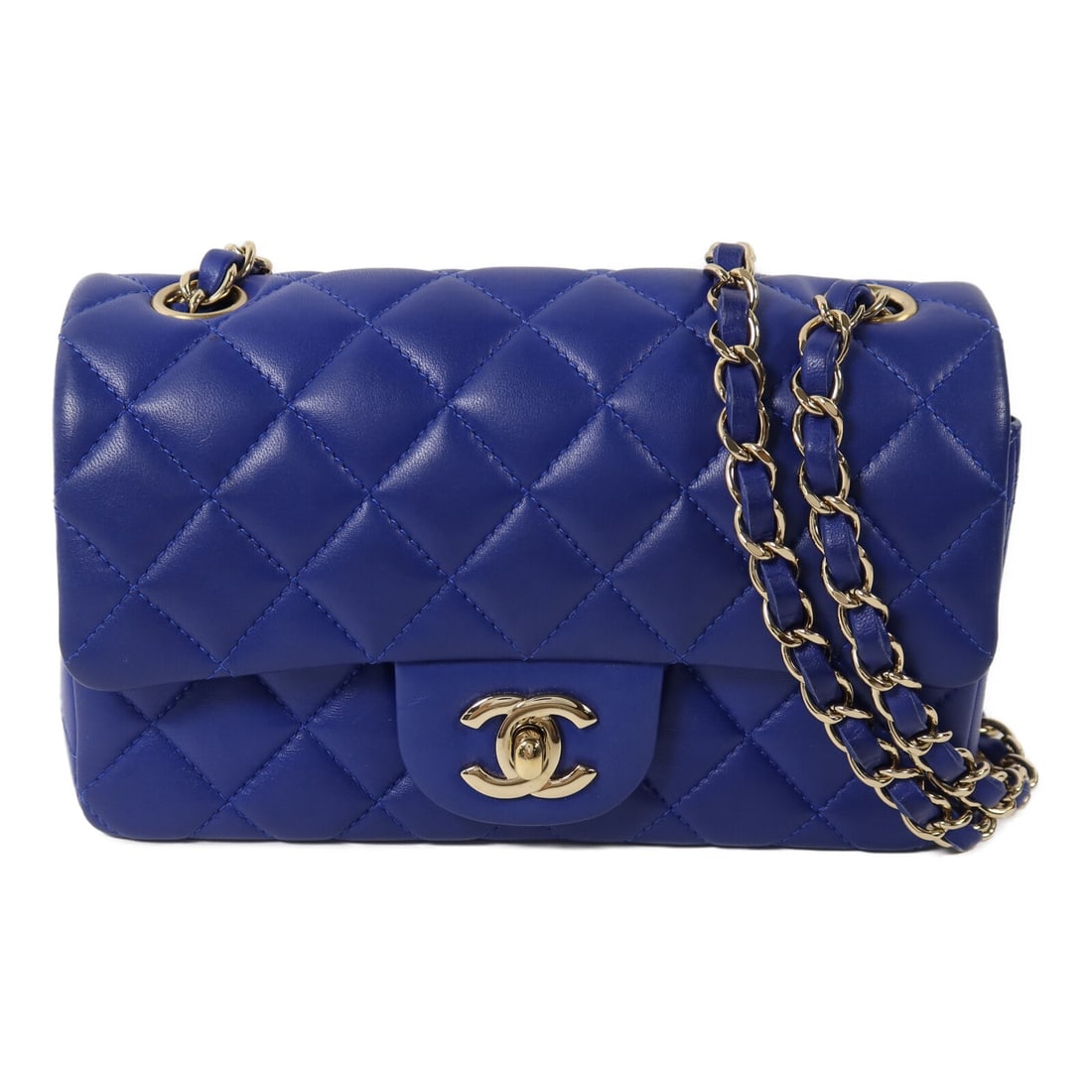 CHANEL A69900 Mini Classic 20 Shoulder Bag Blue Lambskin CC GHW (1 of 15)