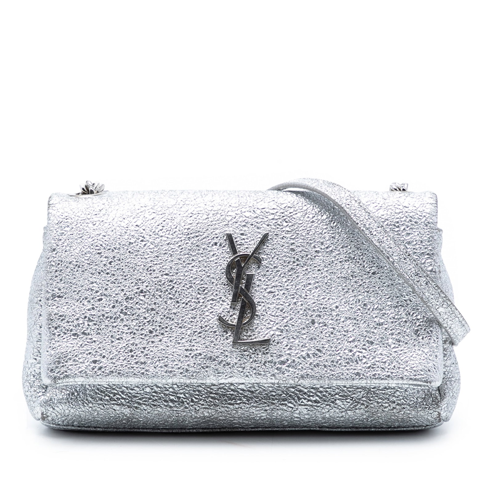 Saint Laurent West Hollywood Metallic Leather Crossbody Bag: Saint Laurent West Hollywood Metallic Leather Crossbody Bag This Saint Laurent Toy Metallic Crackled Calfskin Monogram West Hollywood Crossbody bag features a metallic leather body with a distinctive 