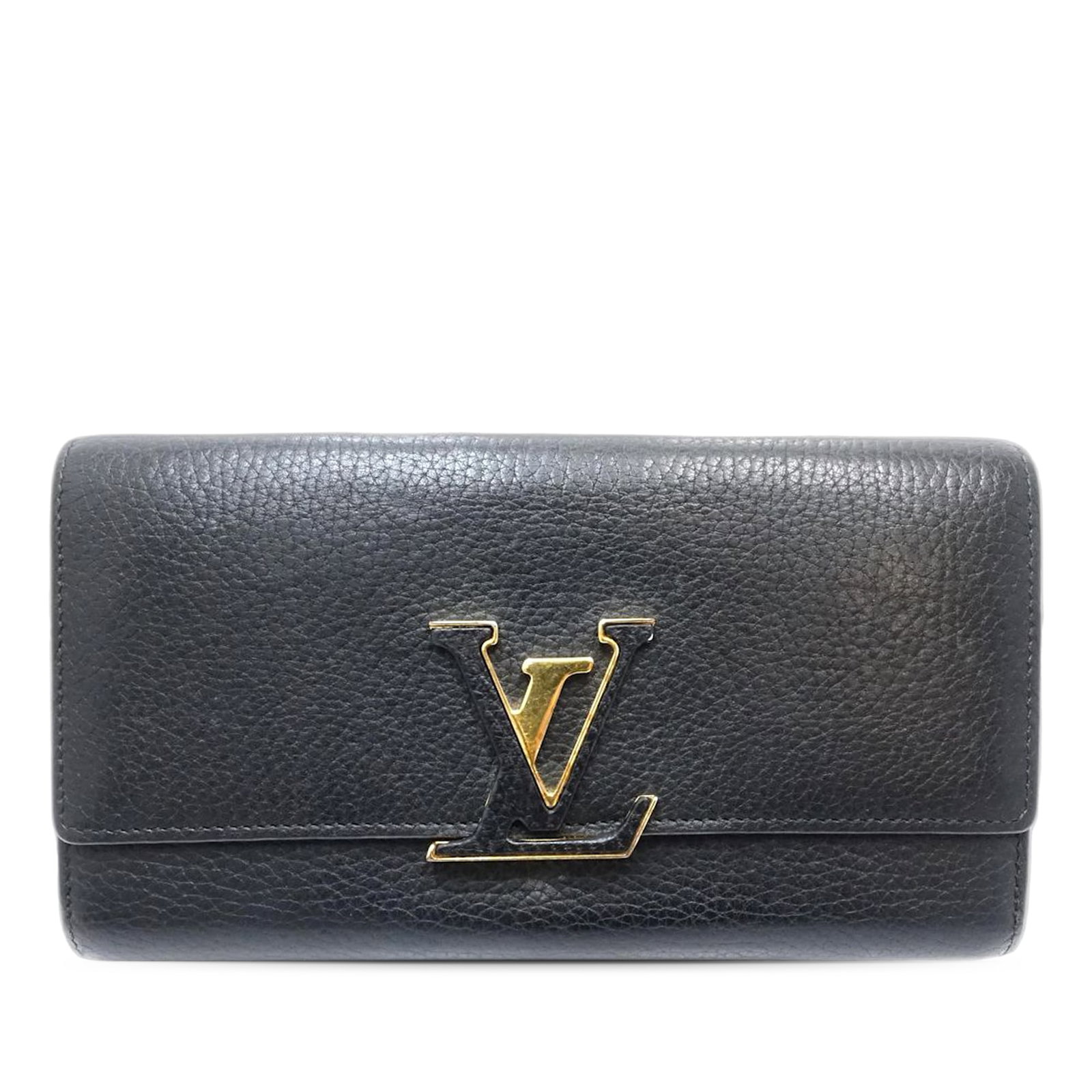 Louis Vuitton black Taurillon Capucines leather long wallet (1 of 12)