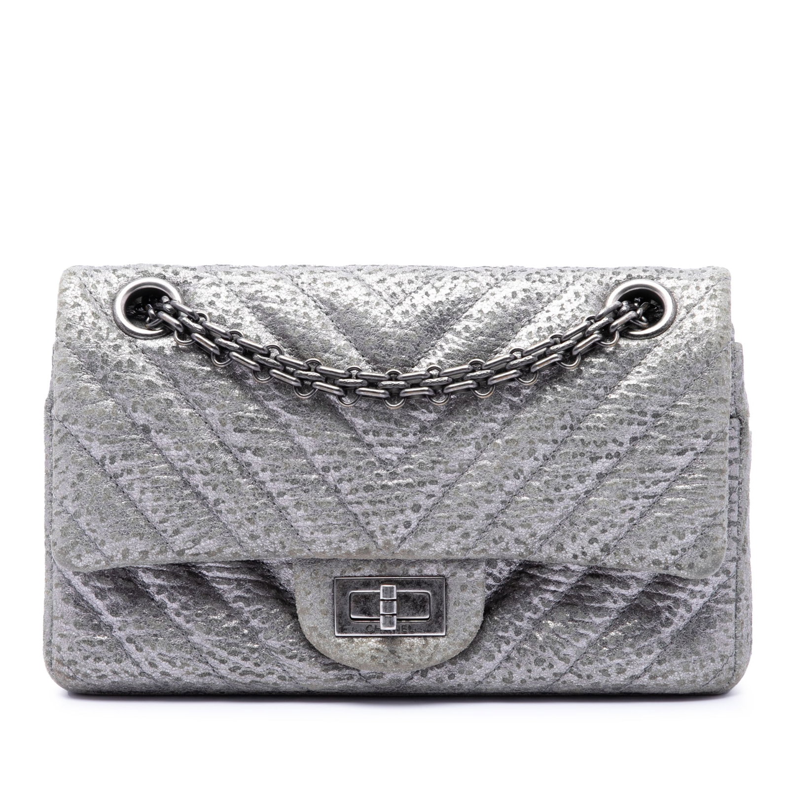 Chanel Reissue 2.55 224 Chevron Metallic Calfskin Shoulder Bag (1 of 6)