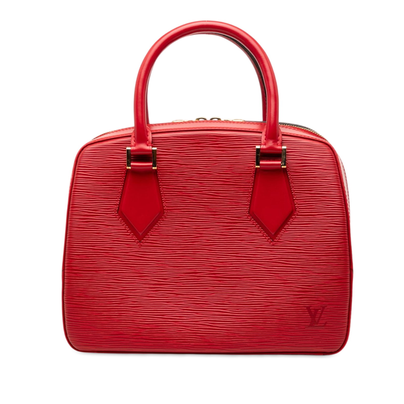 Louis Vuitton Sablons Red Epi Leather Handbag: Louis Vuitton Sablons Red Epi Leather Handbag Louis Vuitton Epi Sablons bag in red leather, made in France. It features an epi leather body, rolled leather handles, dual zip top closures, and an inter