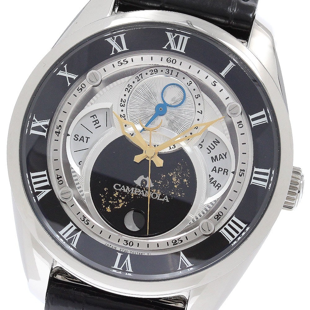 CITIZEN Campanola Tenmanboshi solar wristwatch triple calendar moon phase: CITIZEN Campanola Tenmanboshi solar wristwatch triple calendar moon phase This CITIZEN Campanola Tenmanboshi wristwatch features a stainless steel case paired with a leather strap, designed for men. T