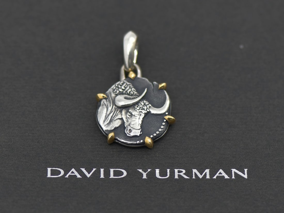 David Yurman Taurus 925 Sterling Silver Zodiac Pendant 23mm (1 of 3)