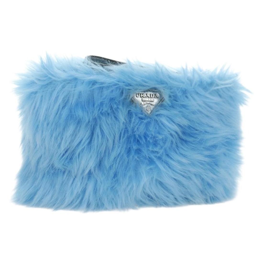 Prada Fur Clutch in Silver and Light Blue with Dust Bag (1 of 18)