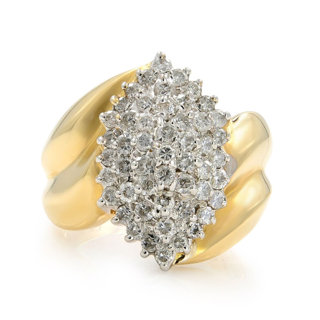 Rachel Koen 14K Yellow Gold Cluster Diamond Ring 1.30ct 50 Diamonds Size 6.5 (1 of 7)