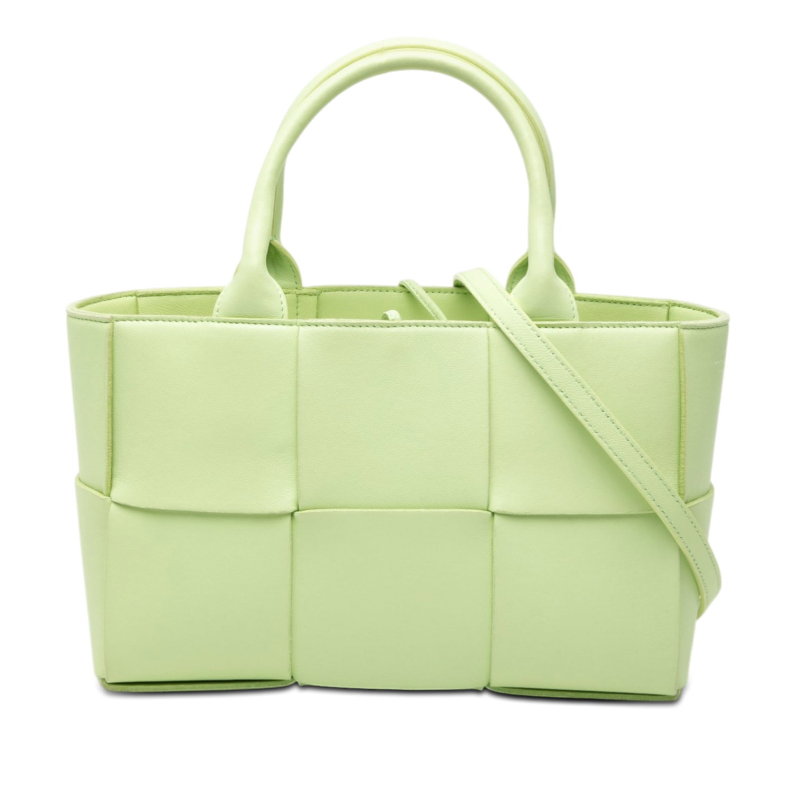 Mini Arco Tote in Green Woven Leather with Detachable Strap (1 of 7)