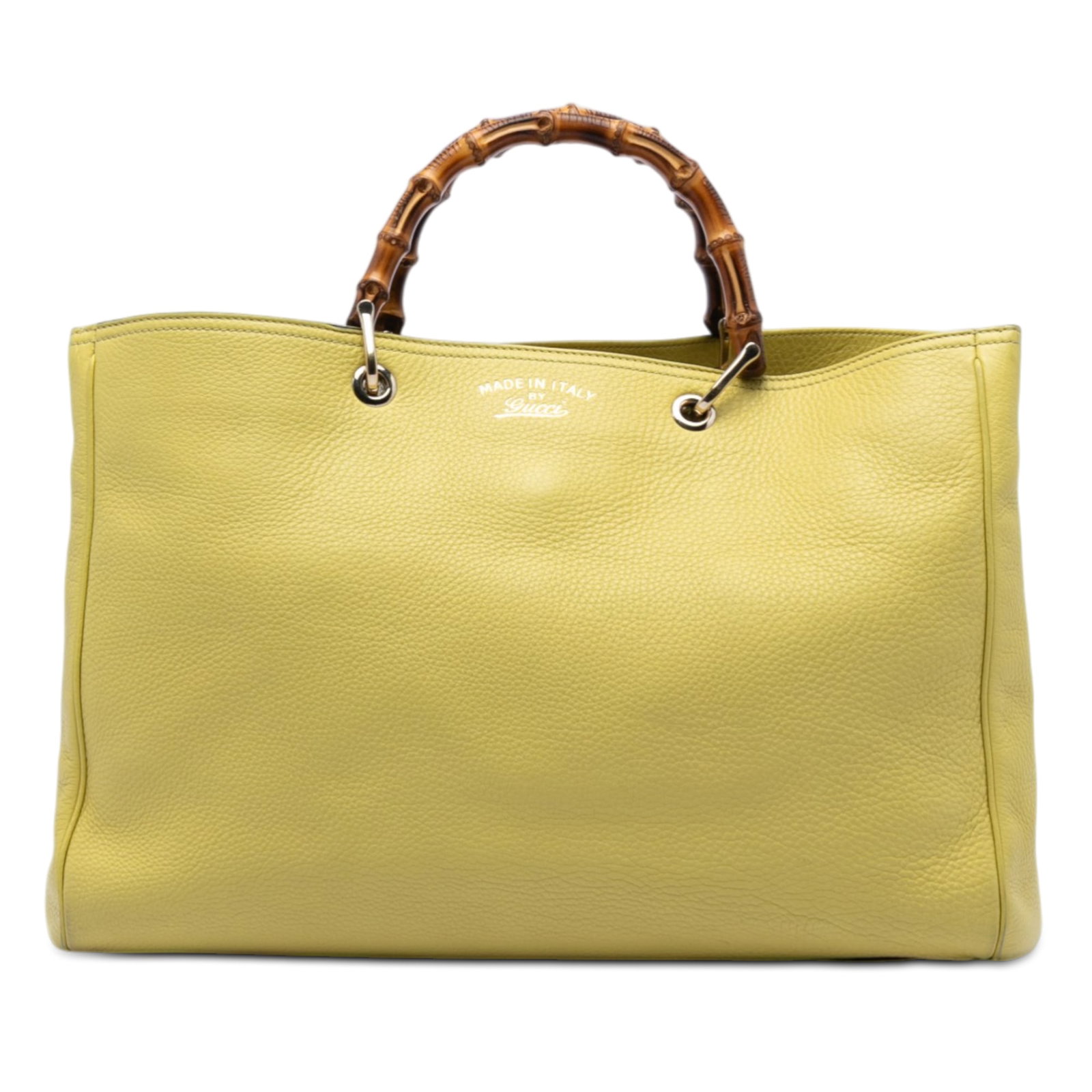 Yellow Leather Satchel with Bamboo Handles by Gucci Italy (1 of 7)