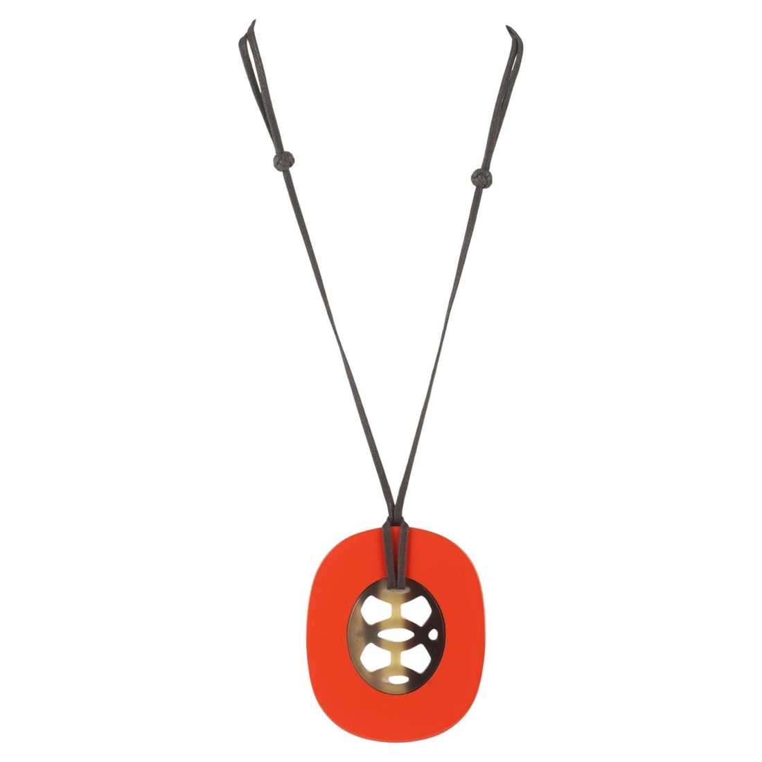 Hermes Adjustable Horn and Resin Pendant Necklace with Box (1 of 10)