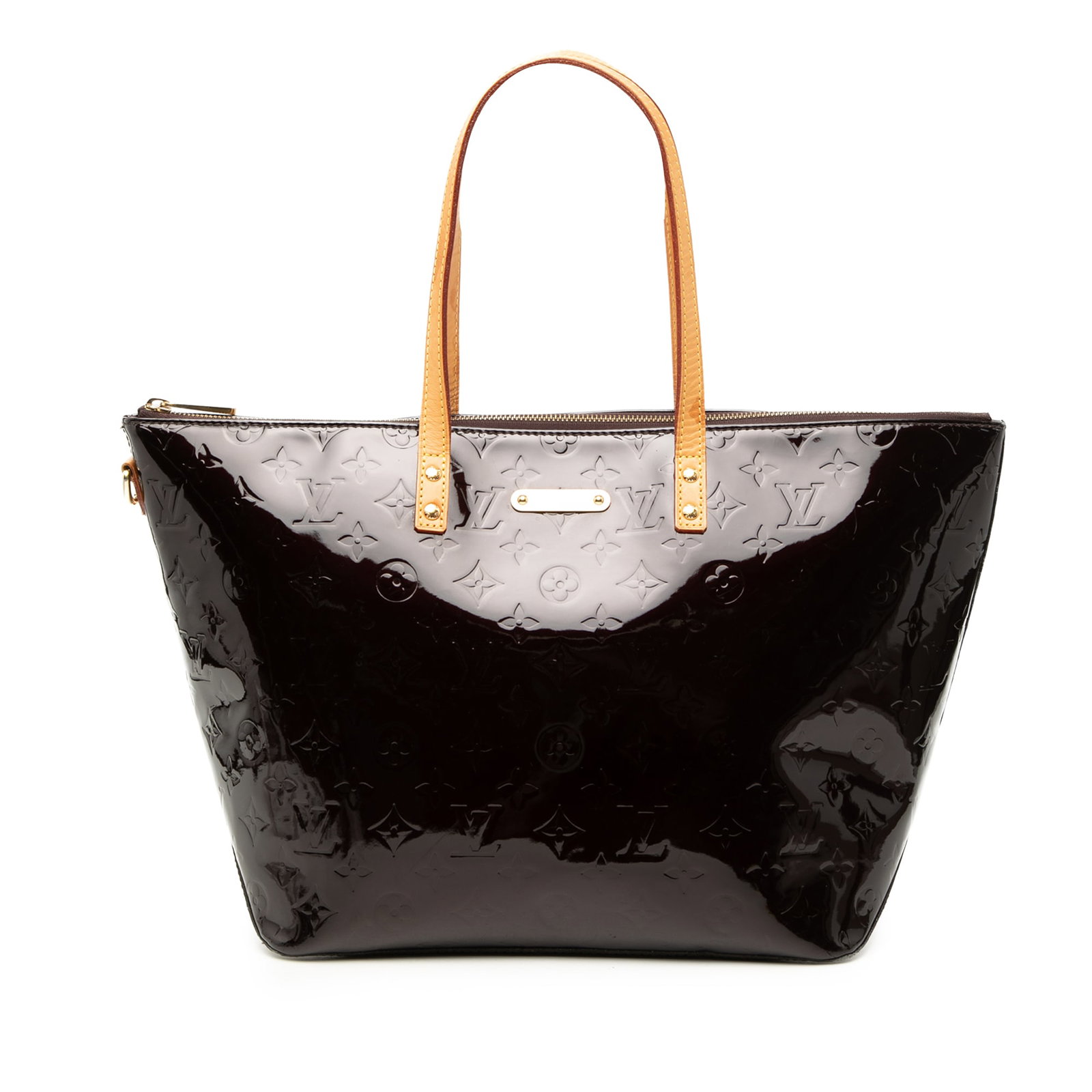 Louis Vuitton Bellevue GM Monogram Vernis Purple Leather Tote: Louis Vuitton Bellevue GM Monogram Vernis Purple Leather Tote Louis Vuitton Monogram Vernis Bellevue GM bag in purple, made in France. It features a vernis leather body, flat vachetta leather shoulder