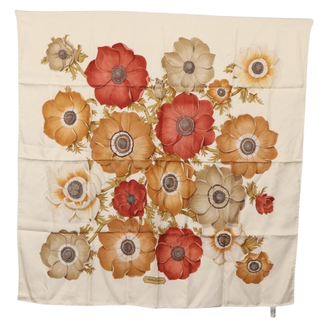 White Silk Scarf by Salvatore Ferragamo for Women 34.6 Inch Square (1 of 12)