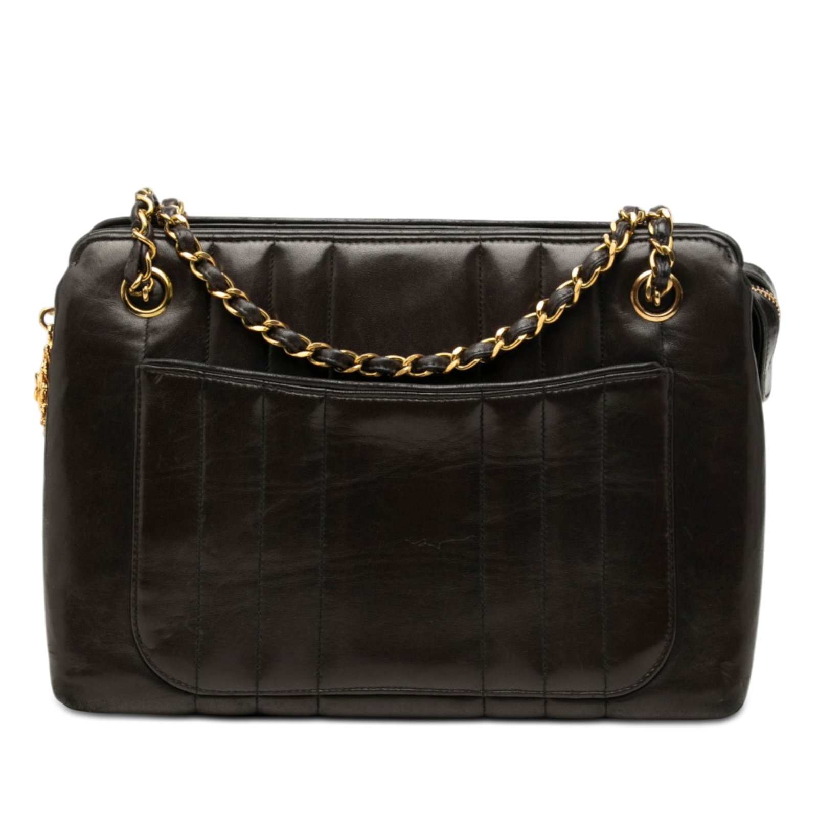 Chanel Medallion Shoulder Bag Black Lambskin Vertical Quilt CC (1 of 8)