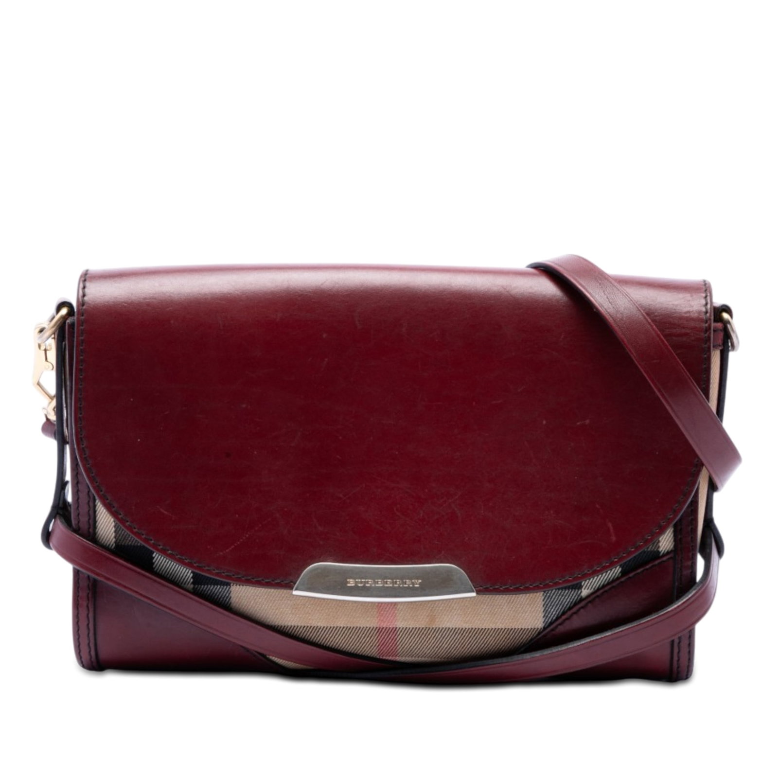 Burberry Abbott Crossbody Bag in Leather and House Check Canvas (1 of 6)