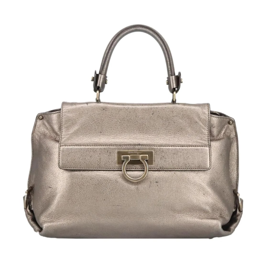 Salvatore Ferragamo Sofia Leather Satchel Silver (1 of 18)