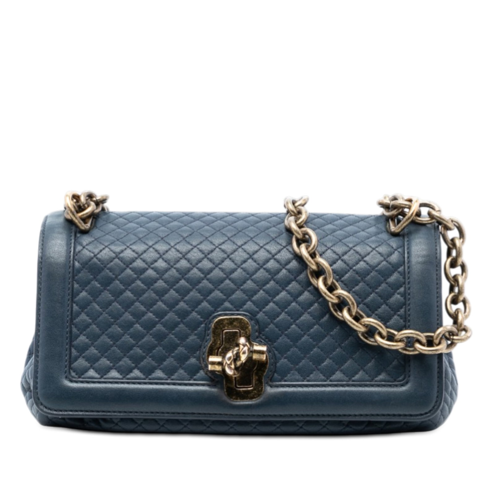 Bottega Veneta Olimpia Knot Quilted Leather Chain Shoulder Bag: Bottega Veneta Olimpia Knot Quilted Leather Chain Shoulder Bag This Bottega Veneta Quilted Leather Olimpia Knot Shoulder Bag features a blue quilted leather body, chain straps with leather shoulder gu