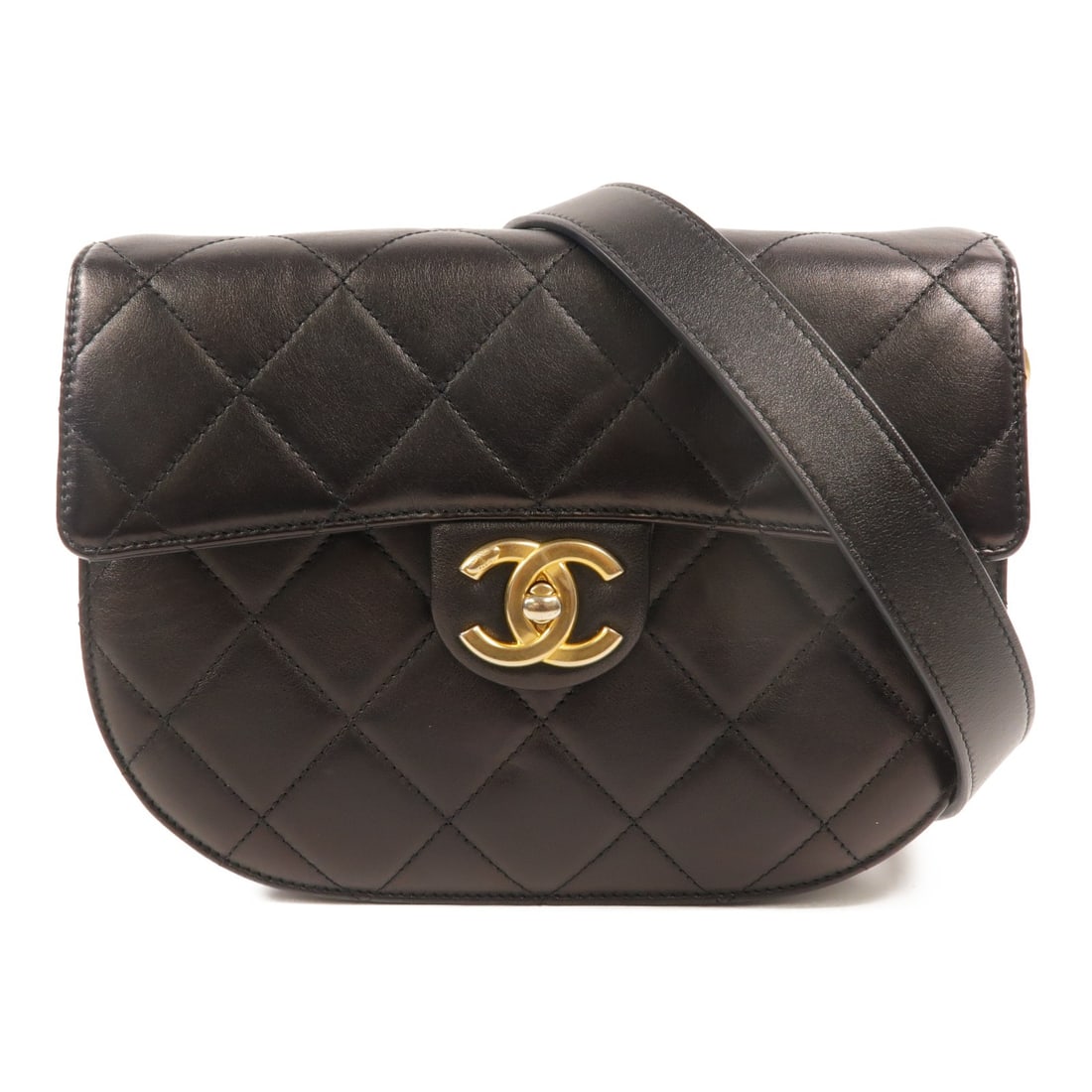 CHANEL AS2485 CC Chain Shoulder Bag Black Calfskin Leather: CHANEL AS2485 CC Chain Shoulder Bag Black Calfskin Leather Black CHANEL CC chain shoulder bag, model AS2485, made from calfskin (cowhide) leather. It features a turn-lock closure, one outside open poc