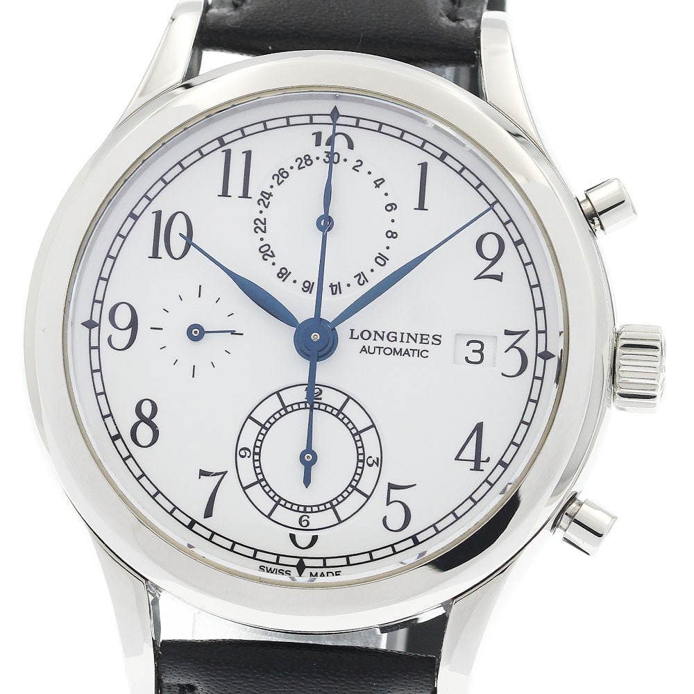 LONGINES Heritage Classic Chronograph Watch Ref L2.815.4 Aftermarket Strap: LONGINES Heritage Classic Chronograph Watch Ref L2.815.4 Aftermarket Strap Longines Heritage Classic Chronograph men's wristwatch, made in Switzerland, with an automatic movement and stainless steel c