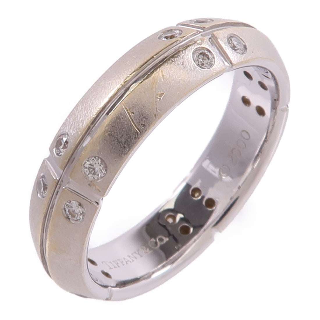 18K White Gold Diamond Ring Tiffany Co Streamerica Size 6.75: 18K White Gold Diamond Ring Tiffany Co Streamerica Size 6.75 Tiffany & Co. Streamerica diamond ring in 18K white gold with diamond accents. The ring is size US 6.75 and has a 5 mm width. It comes with