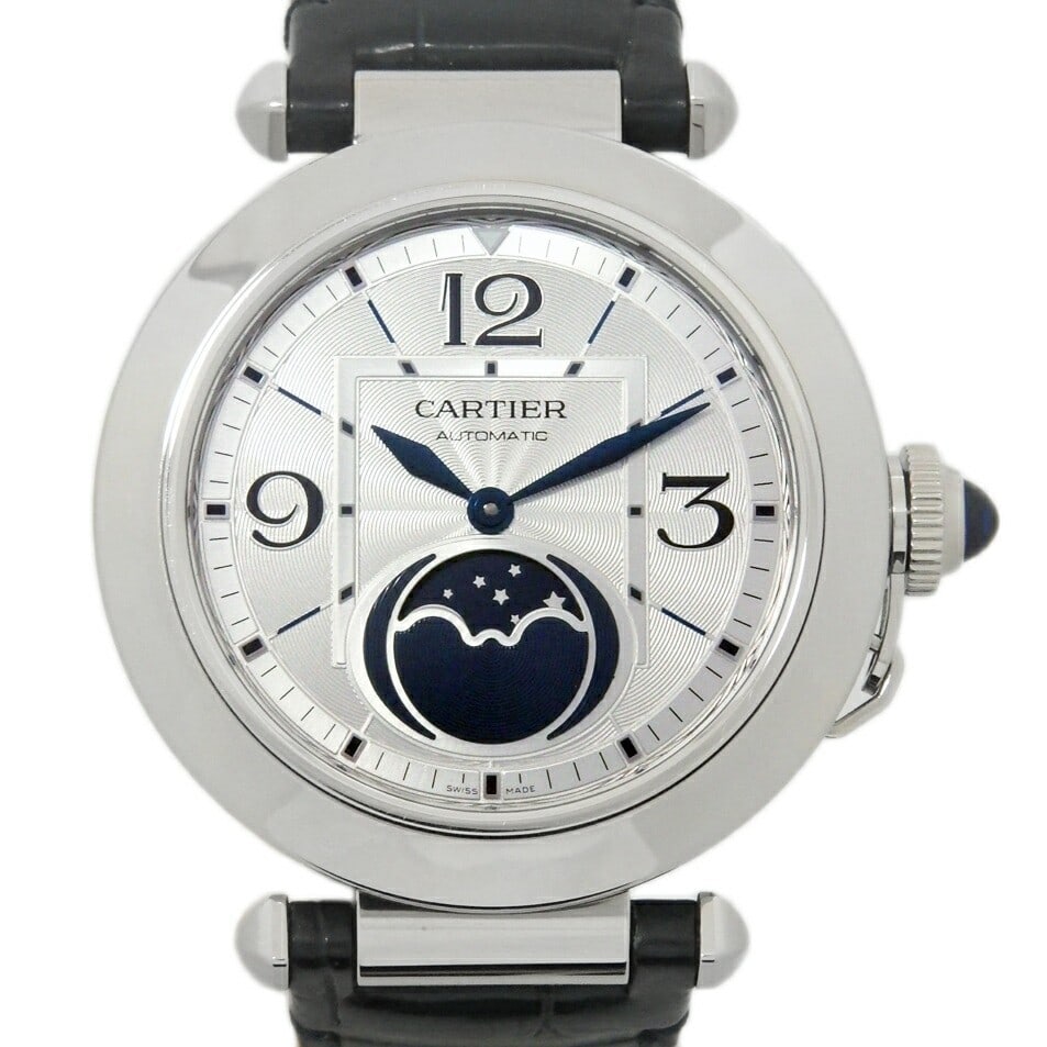 Cartier WSPA0030 Pasha de Cartier Moonphase Men's Wristwatch Silver Dial (1 of 7)