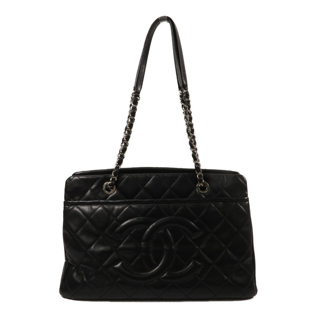 CHANEL CC Calfskin Chain Tote Black with Silver Tone Hardware (1 of 14)