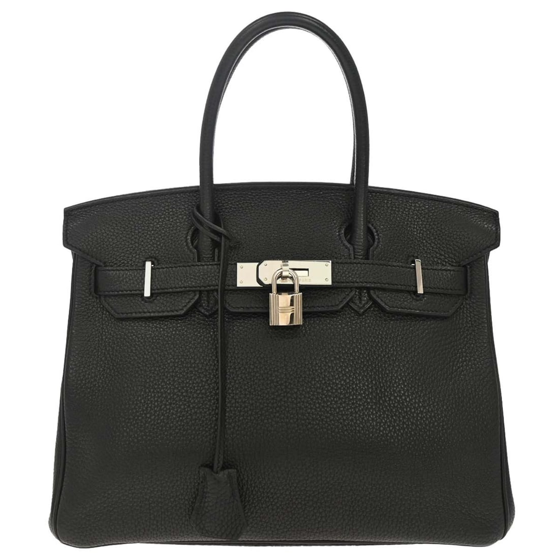 HERMES Birkin 30 Black Togo Leather Top Handle Bag: HERMES Birkin 30 Black Togo Leather Top Handle Bag Hermes Birkin 30 handbag in black Togo leather with a top handle design and double handles. It features a leather lining, lock accent, and interior z